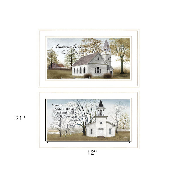 Set Of Two Amazing Grace 2 White Framed Print Wall Art