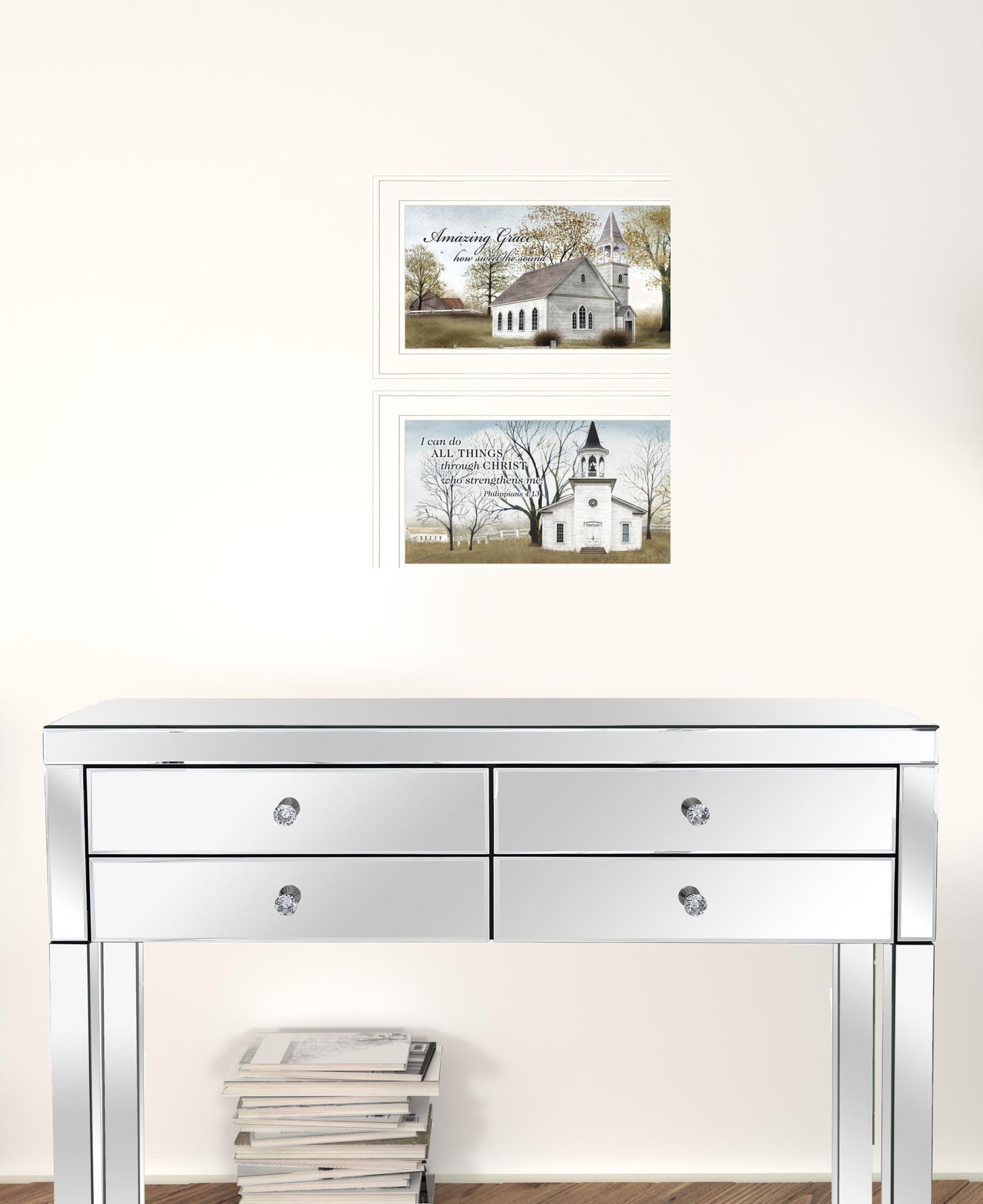 Set Of Two Amazing Grace 2 White Framed Print Wall Art