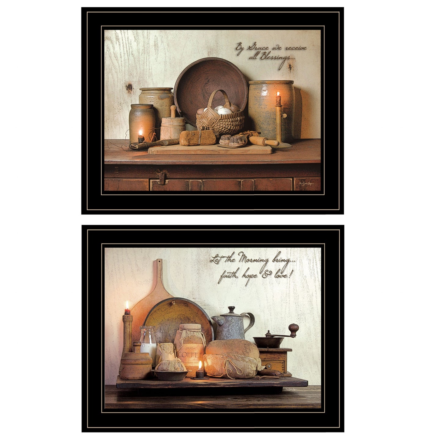 Set Of Two By Grace 3 Black Framed Print Wall Art