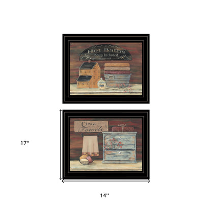 Set Of Two Hot Bath Or Clean Towels 2 Black Framed Print Wall Art