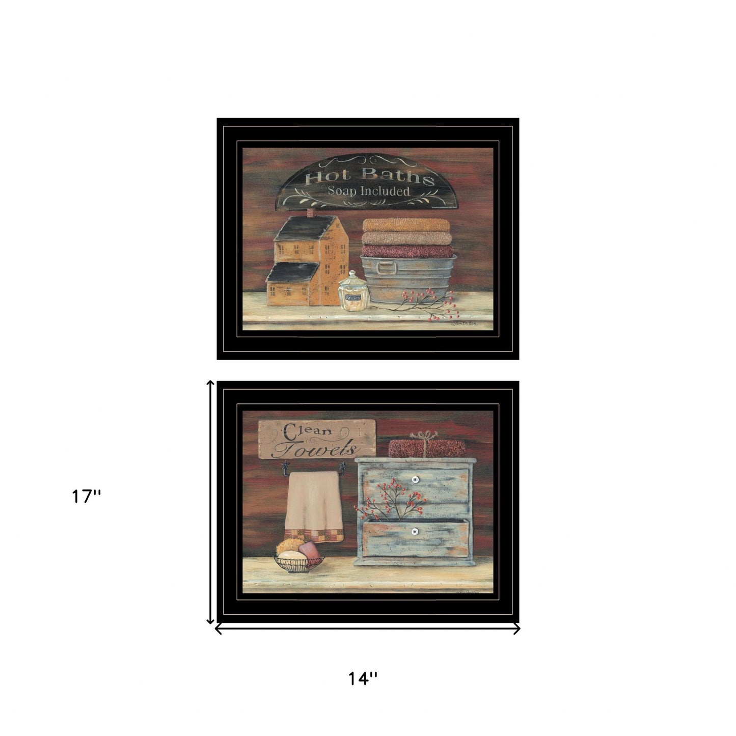 Set Of Two Hot Bath Or Clean Towels 2 Black Framed Print Wall Art