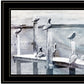 Birds On A Pier 3 Black Framed Print Wall Art