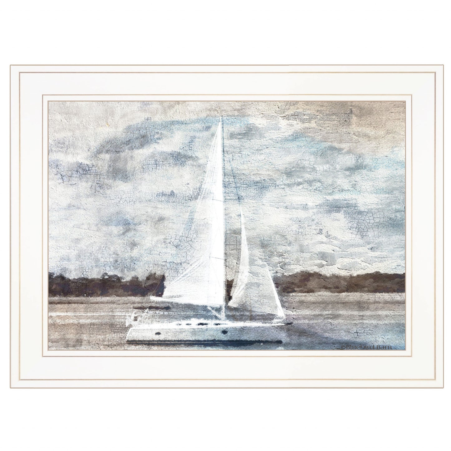 Sailboat On Water 2 White Framed Print Wall Art