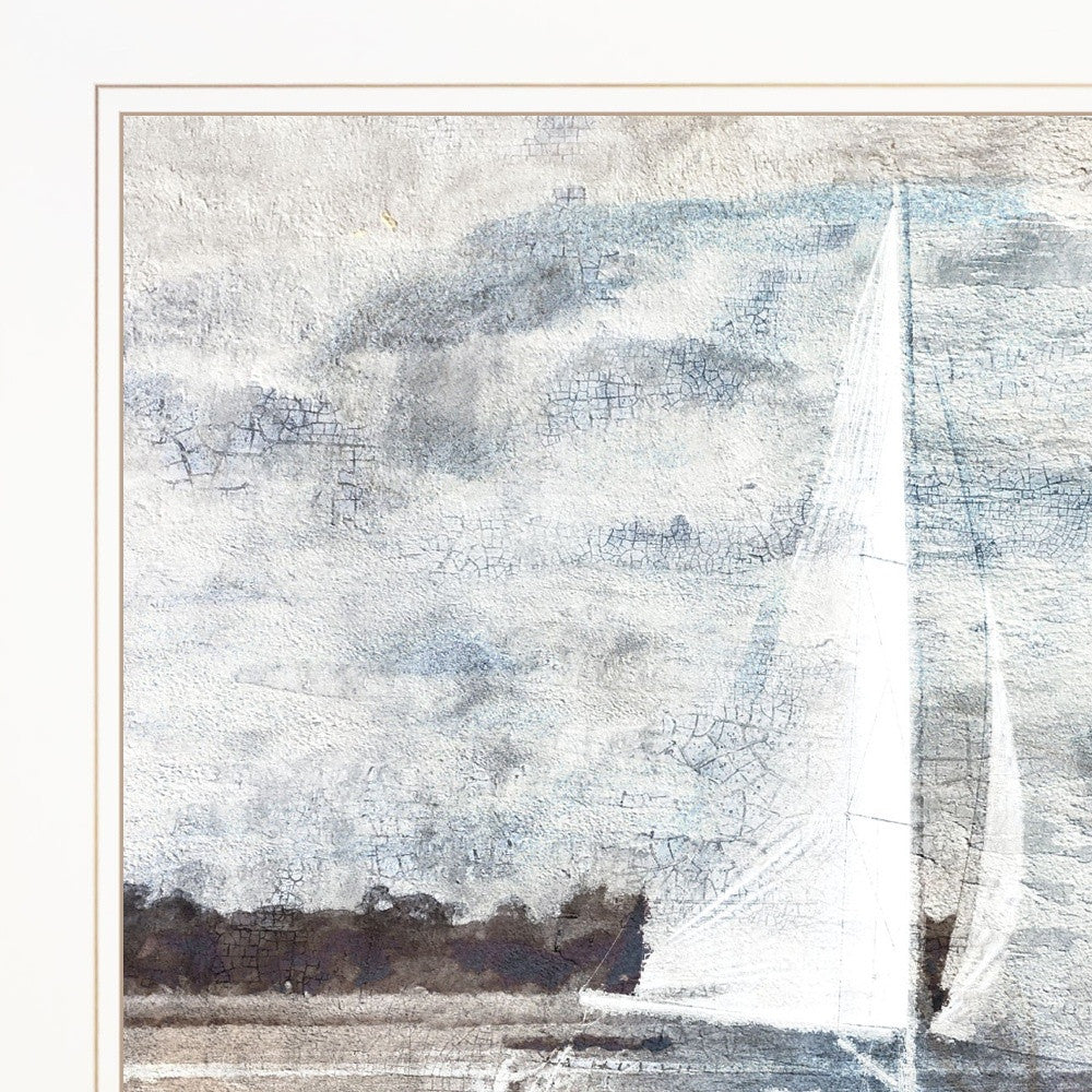 Sailboat On Water 2 White Framed Print Wall Art