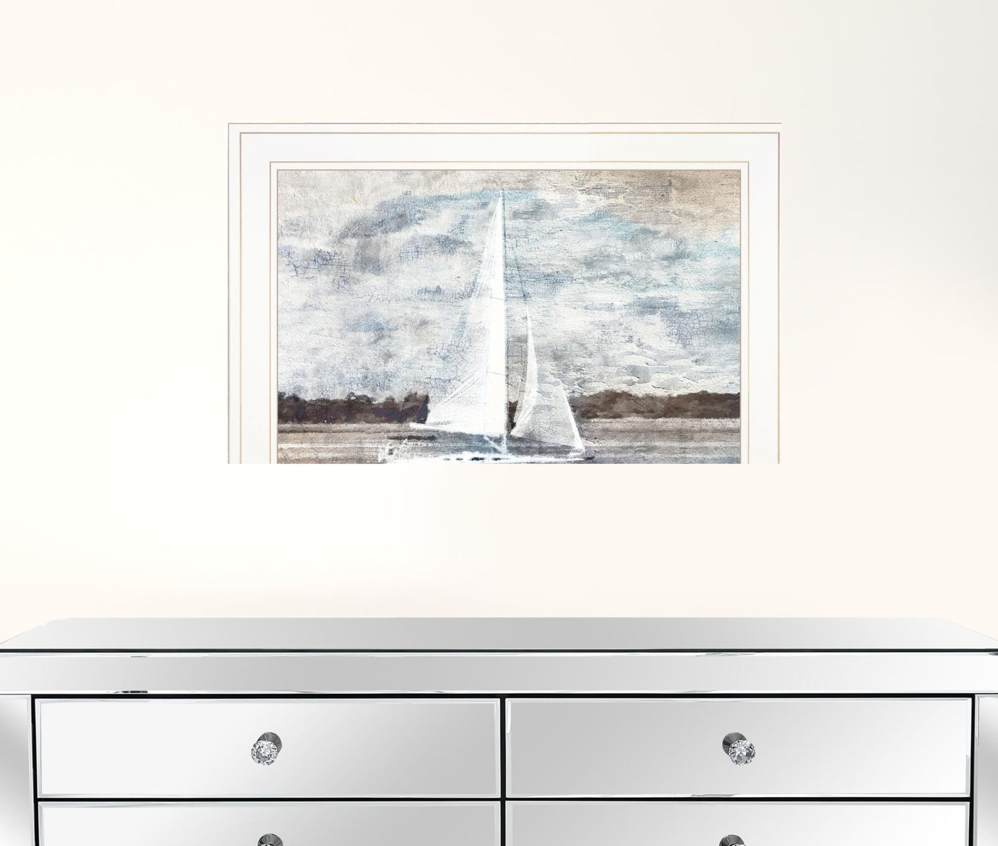 Sailboat On Water 2 White Framed Print Wall Art