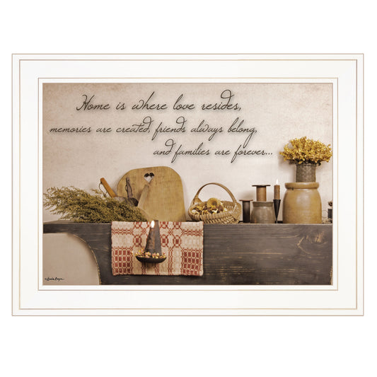 Home is Where Love Resides 1 White Framed Print Kitchen Wall Art