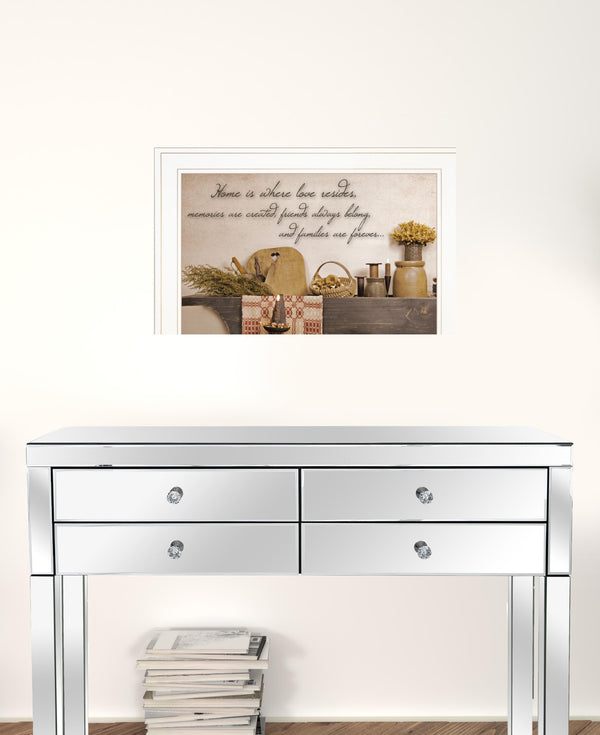 Home is Where Love Resides 1 White Framed Print Kitchen Wall Art