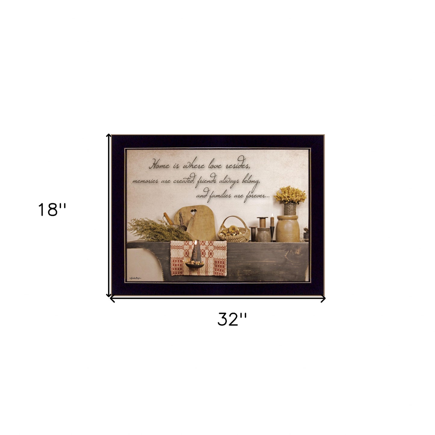 Home is Where Love Resides 3 Black Framed Print Kitchen Wall Art