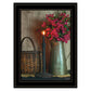 Basket and Blossoms Black Framed Print Wall Art