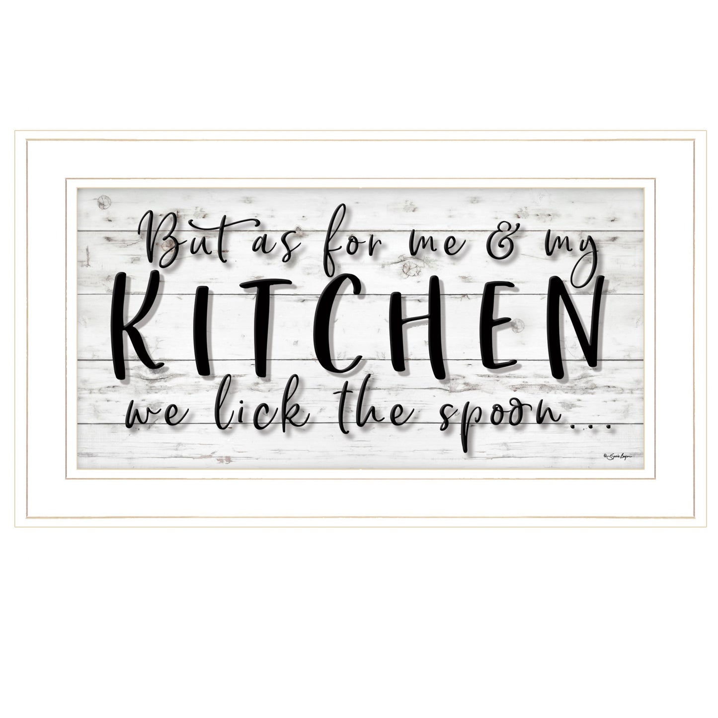 We lick the Spoon 1 White Framed Print Kitchen Wall Art