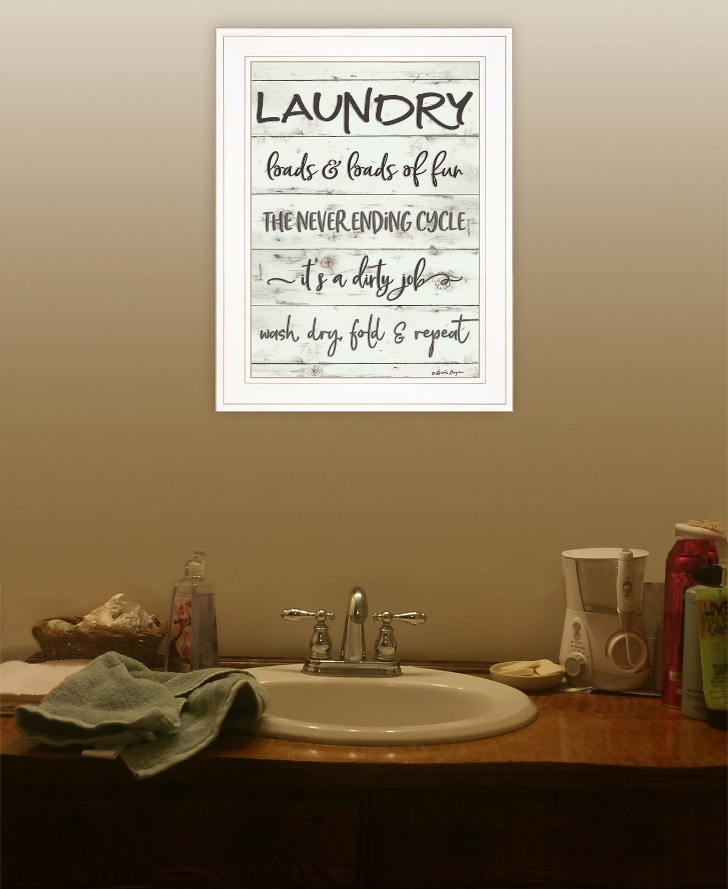 Laundry 1 White Framed Print Wall Art