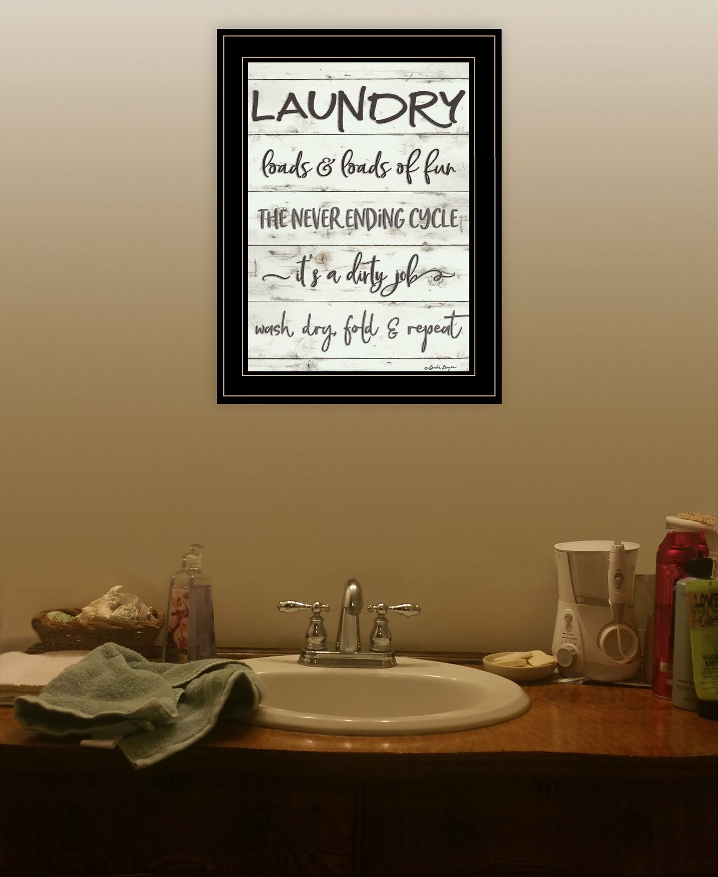 Laundry 2 Black Framed Print Bathroom Wall Art