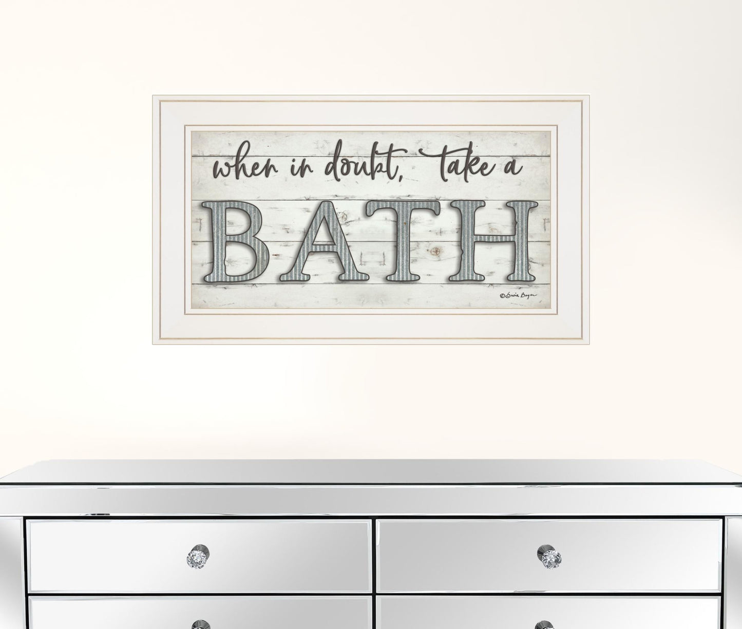 When in Doubt Take a Bath 2 White Framed Print Bathroom Wall Art