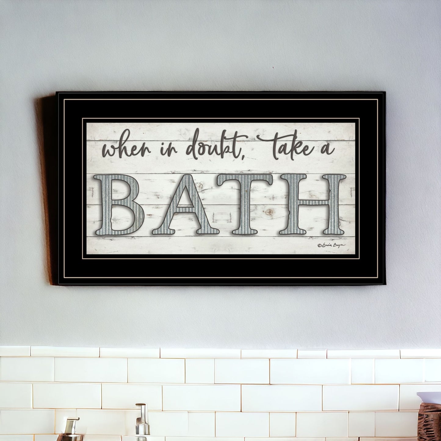 When in Doubt Take a Bath 3 Black Framed Print Bathroom Wall Art