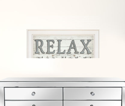 Relax 3 White Framed Print Bathroom Wall Art