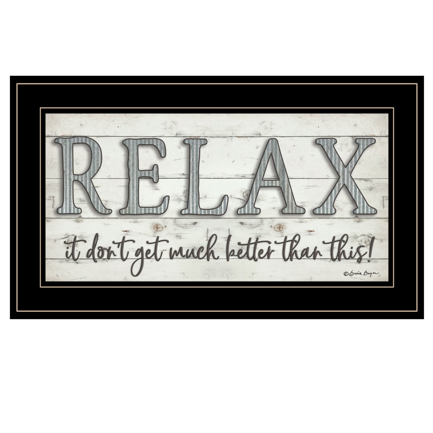 Relax 4 Black Framed Print Bathroom Wall Art