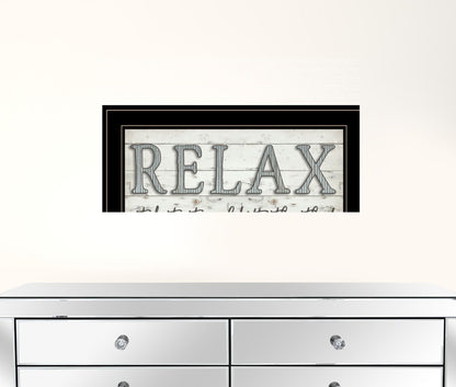 Relax 4 Black Framed Print Bathroom Wall Art