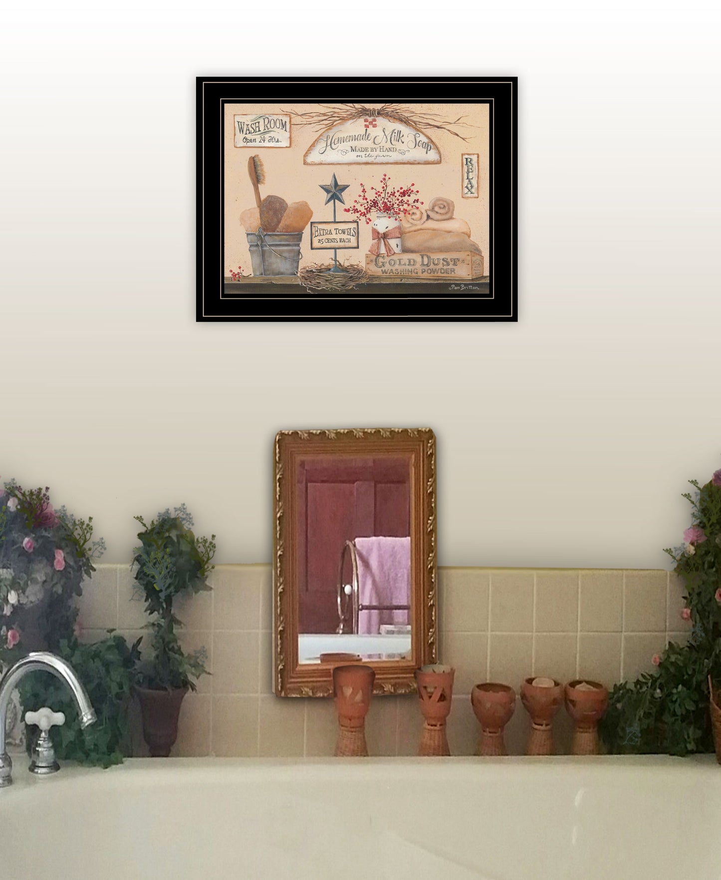 Wash Room 3 Black Framed Print Bathroom Wall Art