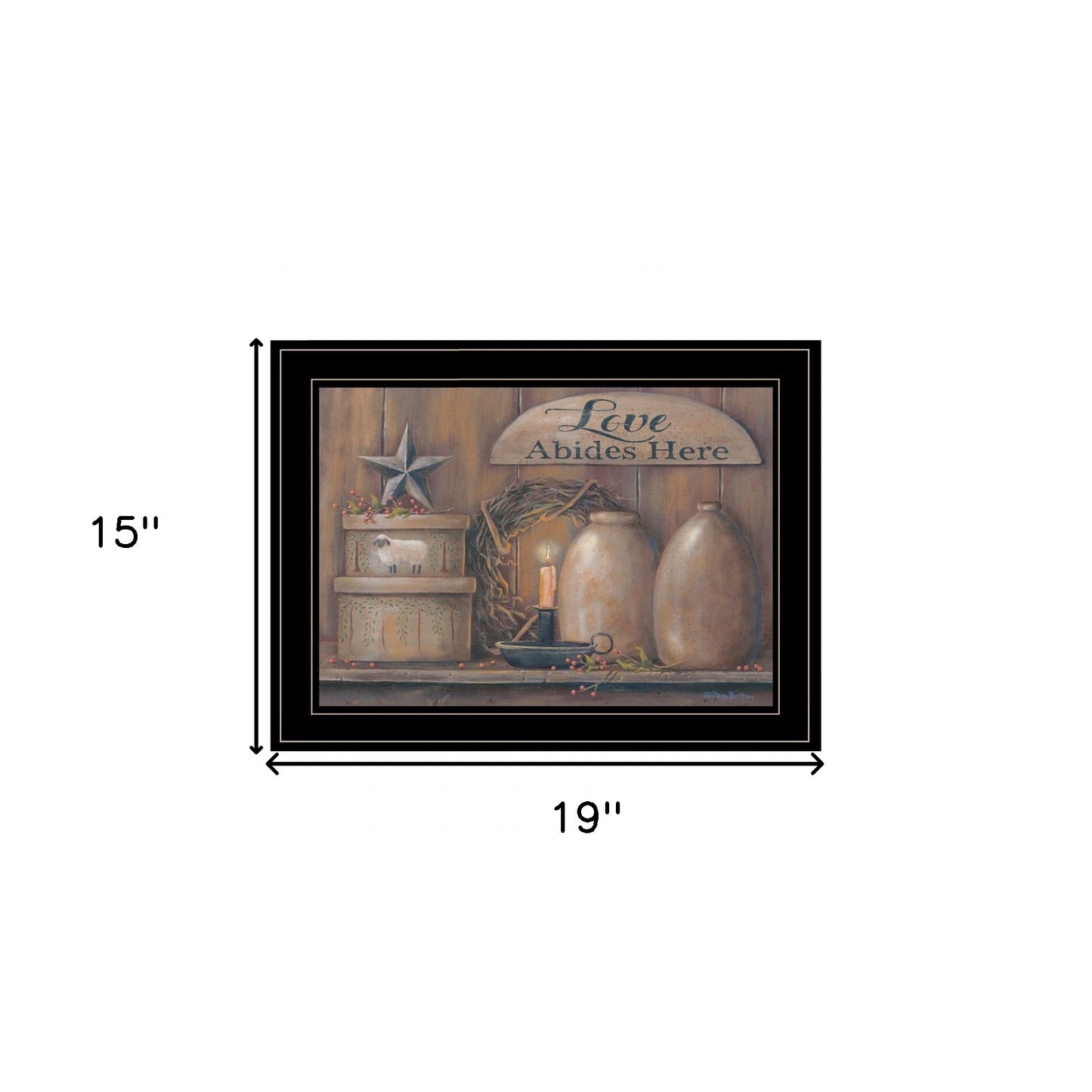 Love Abides Here Shelf 3 Black Framed Print Wall Art