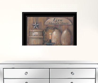 Love Abides Here Shelf 3 Black Framed Print Wall Art