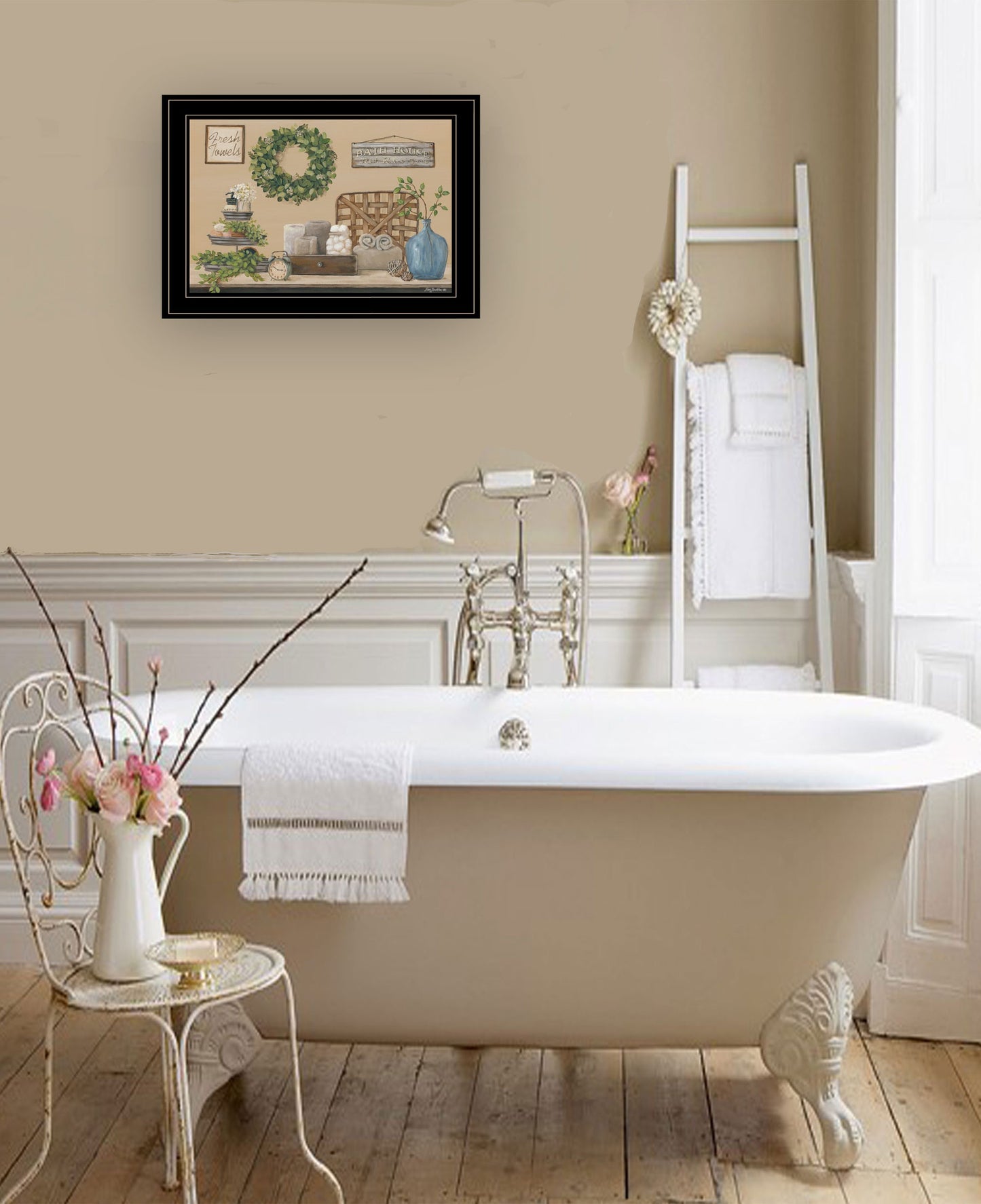 Farmhouse Bath I 3 Black Framed Print Bathroom Wall Art