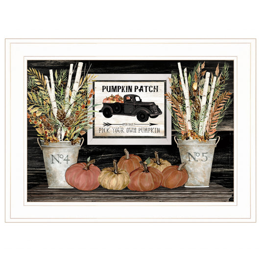 Pumpkin Patch Still Life 2 White Framed Print Wall Art