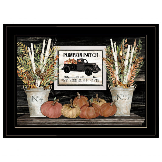 Pumpkin Patch Still Life 3 Black Framed Print Wall Art