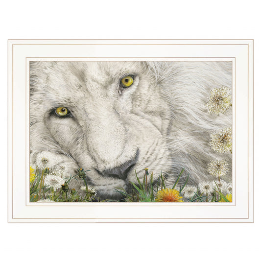 Dandy Lion 2 White Framed Print Wall Art