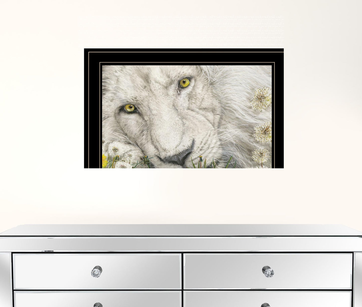 Dandy Lion 3 Black Framed Print Wall Art