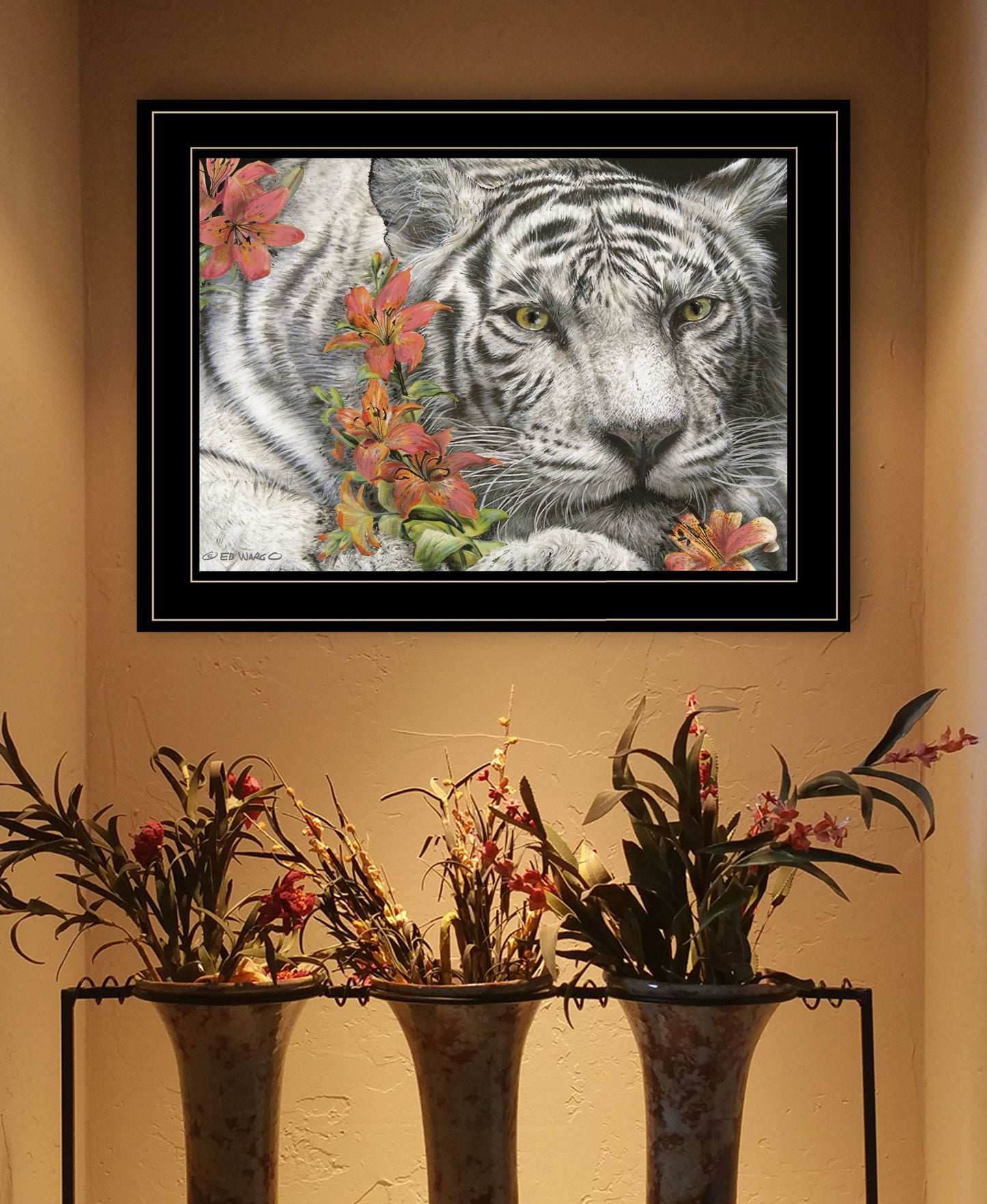 Tiger Lily 3 Black Framed Print Wall Art