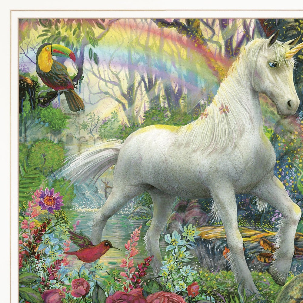 Rainbow Unicorn 2 White Framed Print Wall Art