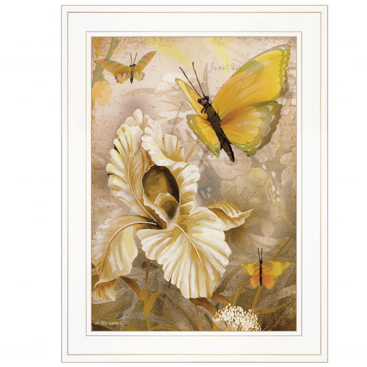 Flowers and Butterflies I 2 White Framed Print Wall Art