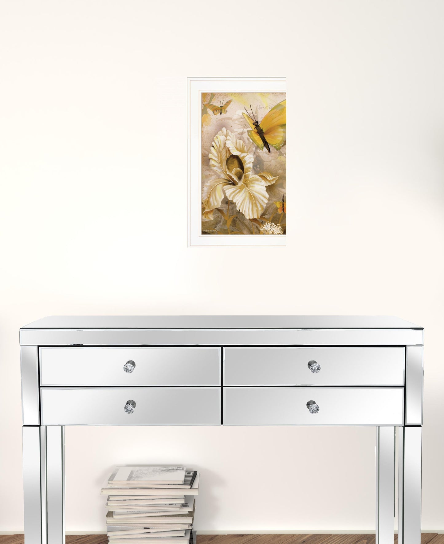 Flowers & Butterflies I 2 White Framed Print Wall Art