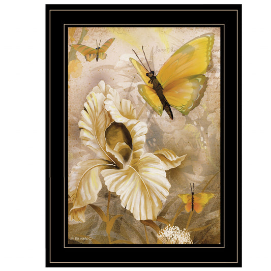 Flowers and Butterflies I 3 Black Framed Print Wall Art