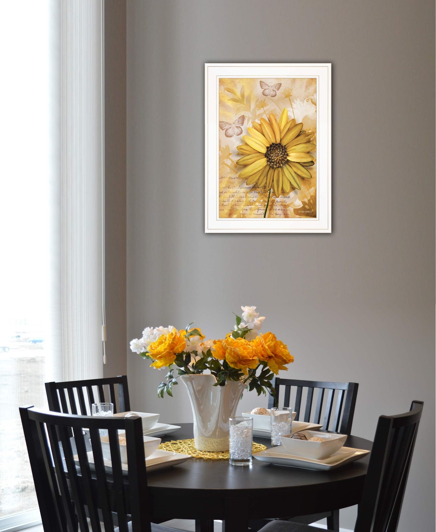 Flowers & Butterflies II 2 White Framed Print Wall Art