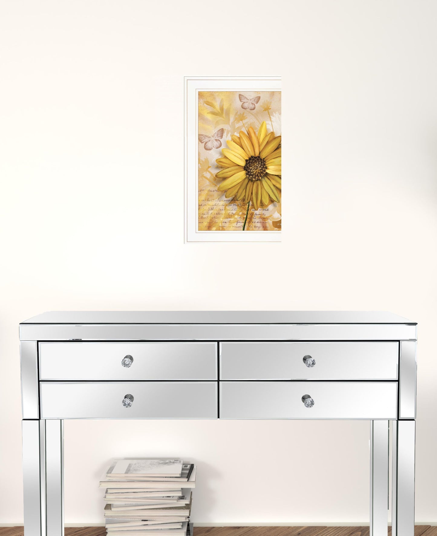 Flowers & Butterflies II 2 White Framed Print Wall Art