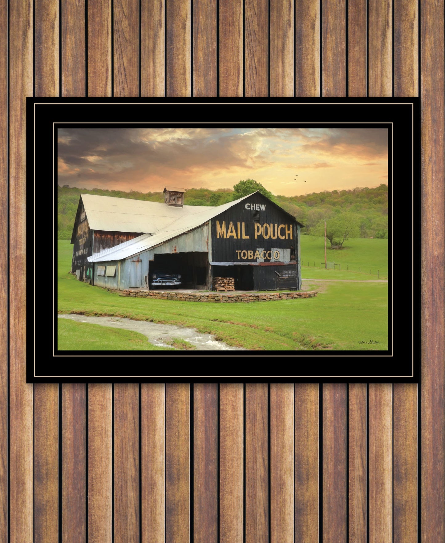 Mail Pouch Barn 5 Black Framed Print Wall Art