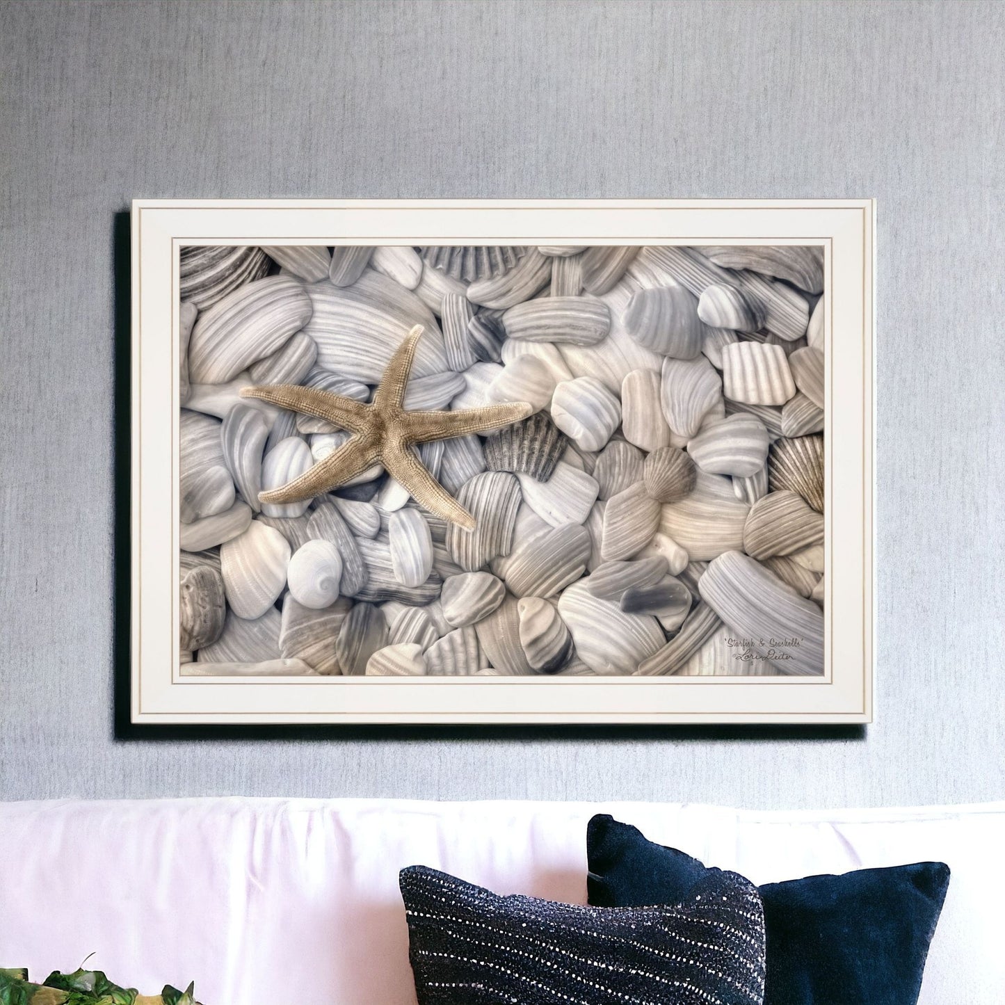 Starfish and Seashells 3 White Framed Print Wall Art