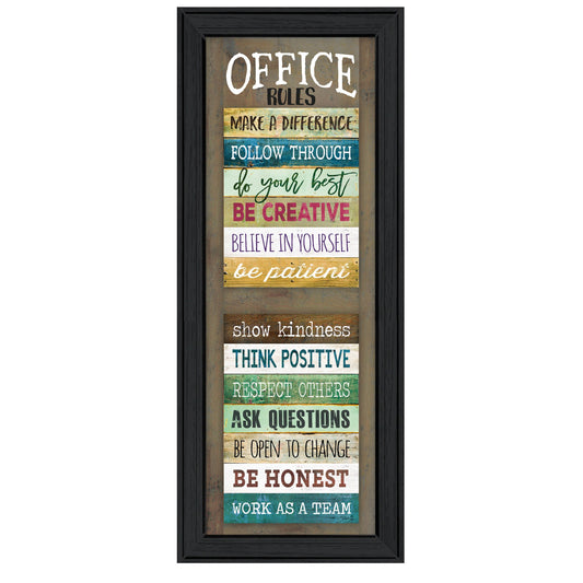 Office Rules 2 Black Framed Print Wall Art