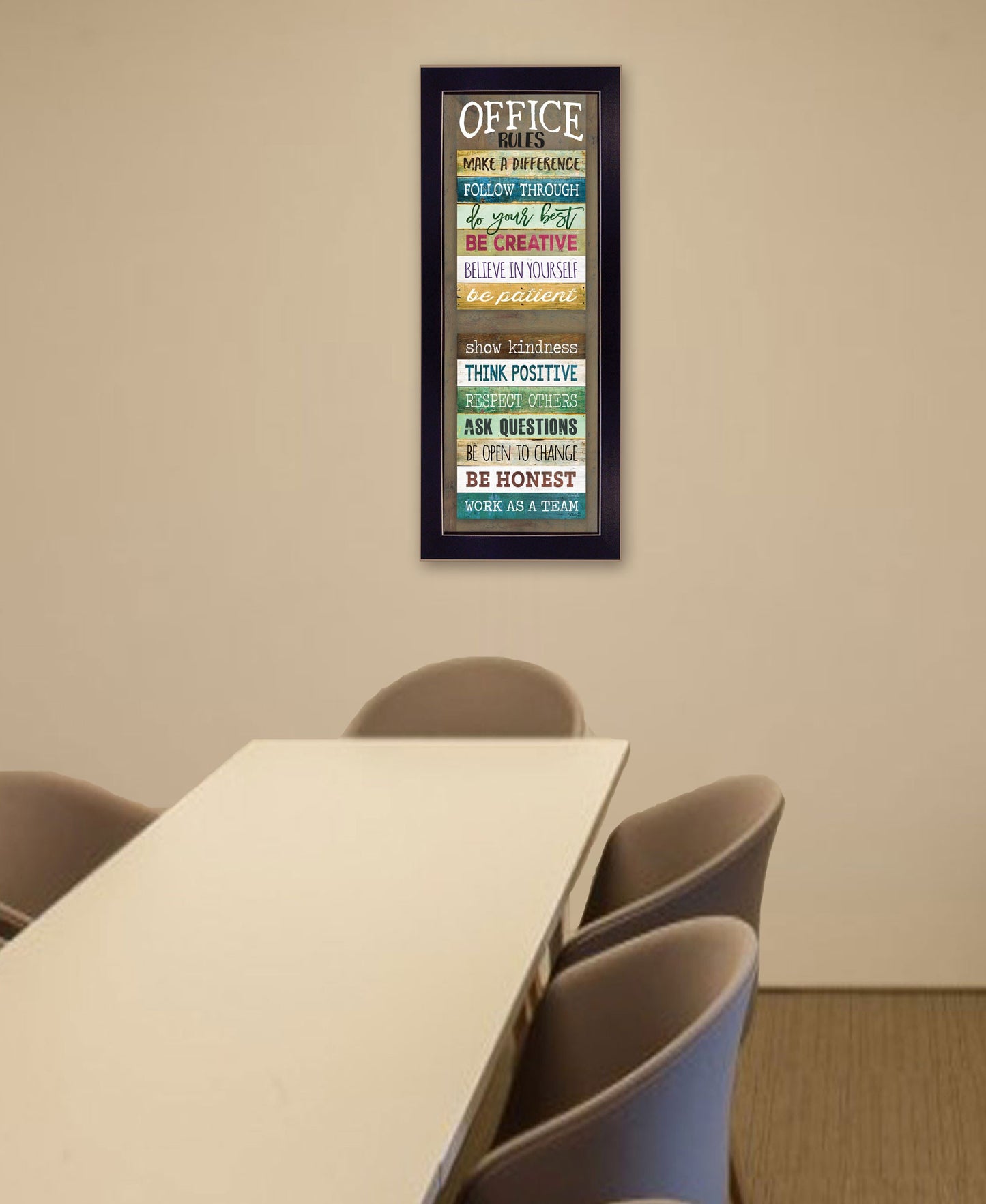 Office Rules 4 Black Framed Print Wall Art