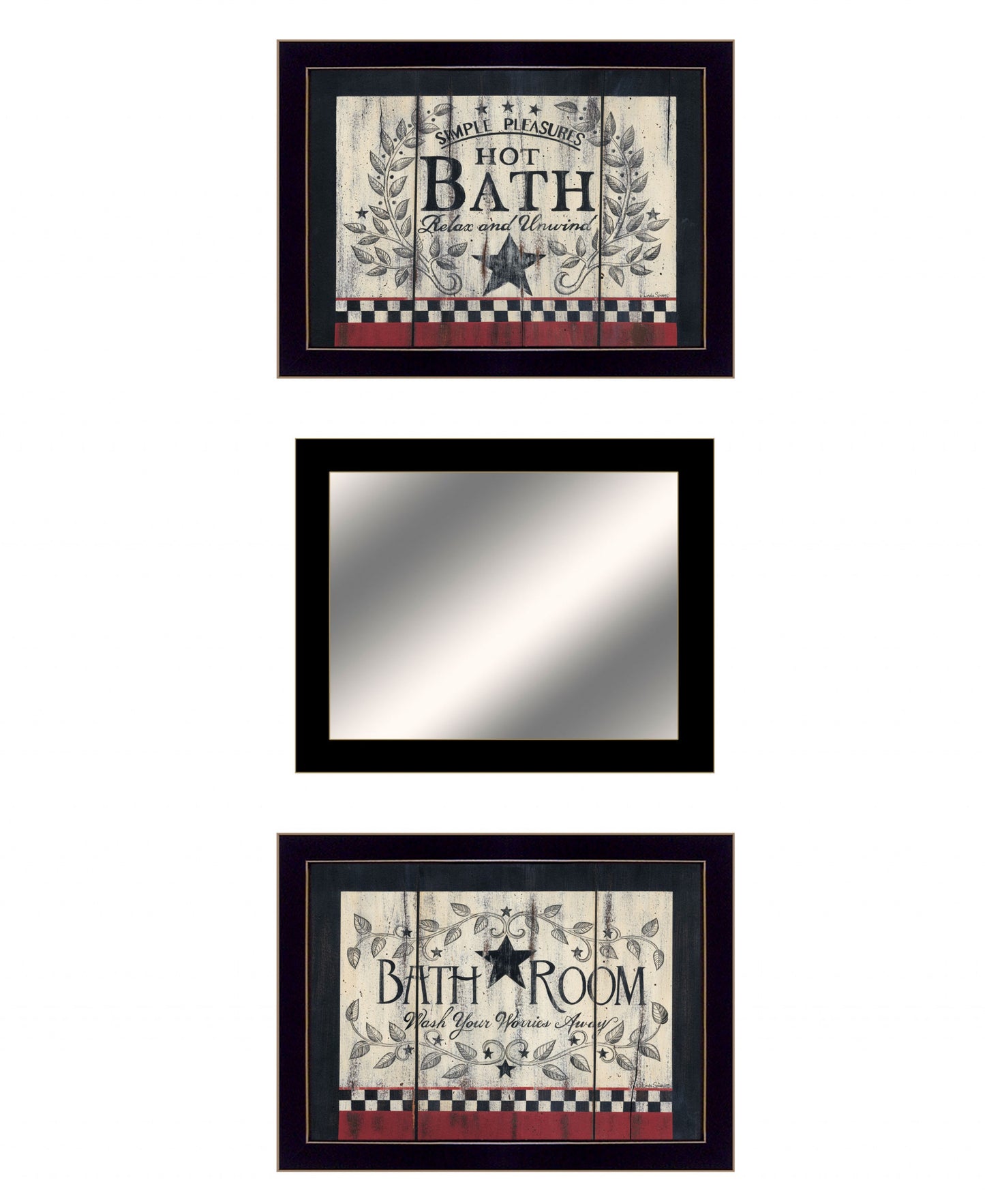 Set Of Three Hot Bath 14 Black Framed Print Bathroom Wall Art