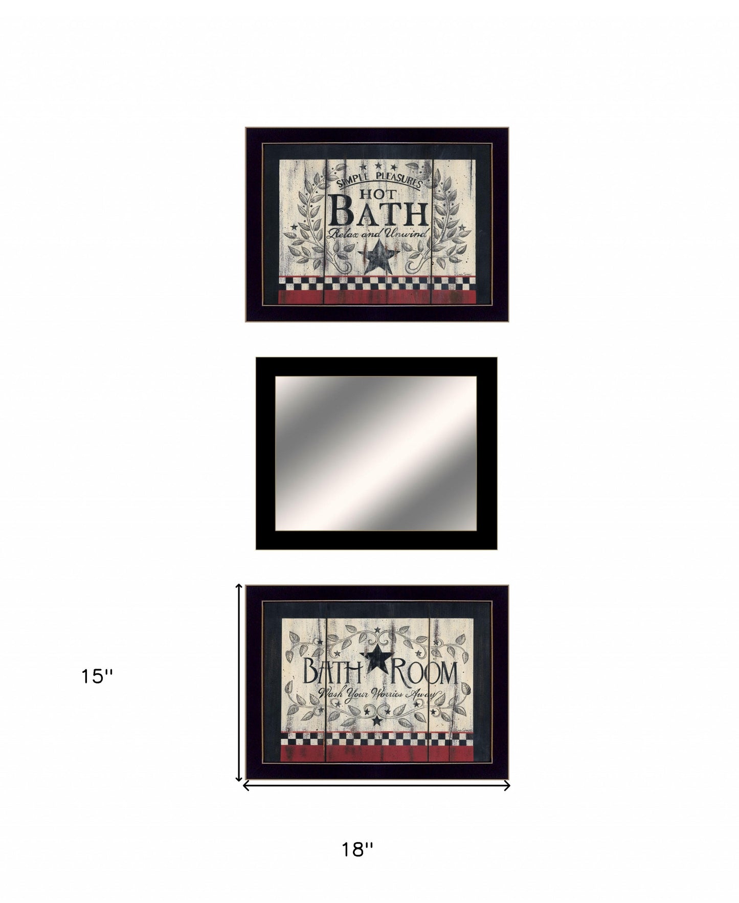 Set Of Three Hot Bath 14 Black Framed Print Bathroom Wall Art