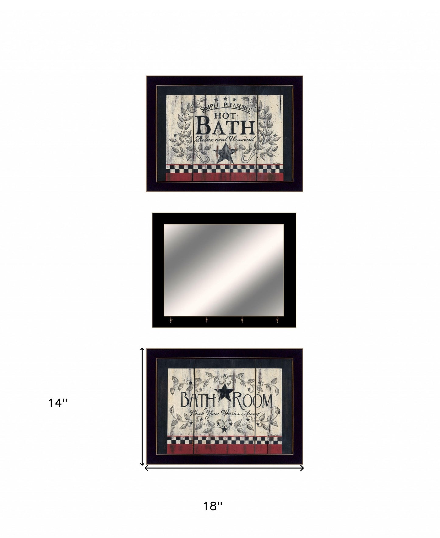 Set Of Three Hot Bath 18 Black Framed Print Bathroom Wall Art