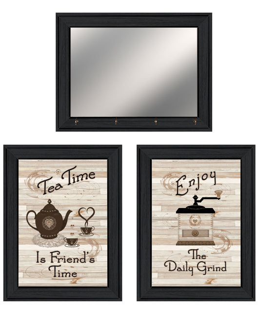 Set Of Three Enjoy Tea Time 6 Black Framed Print Kitchen Wall Art