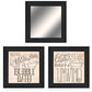 Set Of Three Soak and Unwind 3 Black Framed Print Bathroom Wall Art