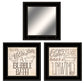 Set Of Three Soak and Unwind 5 Black Framed Print Bathroom Wall Art