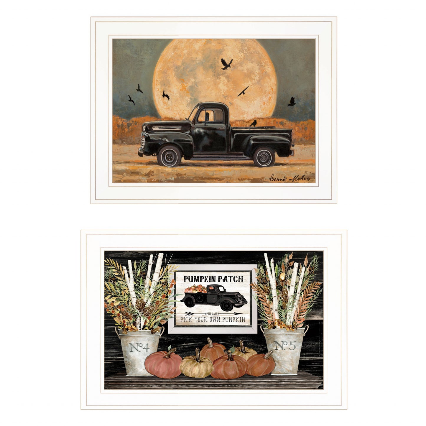 Set Of Two Harvest Moon 1 White Framed Print Kitchen Wall Art