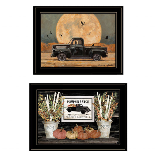 Set Of Two Harvest Moon 2 Black Framed Print Kitchen Wall Art