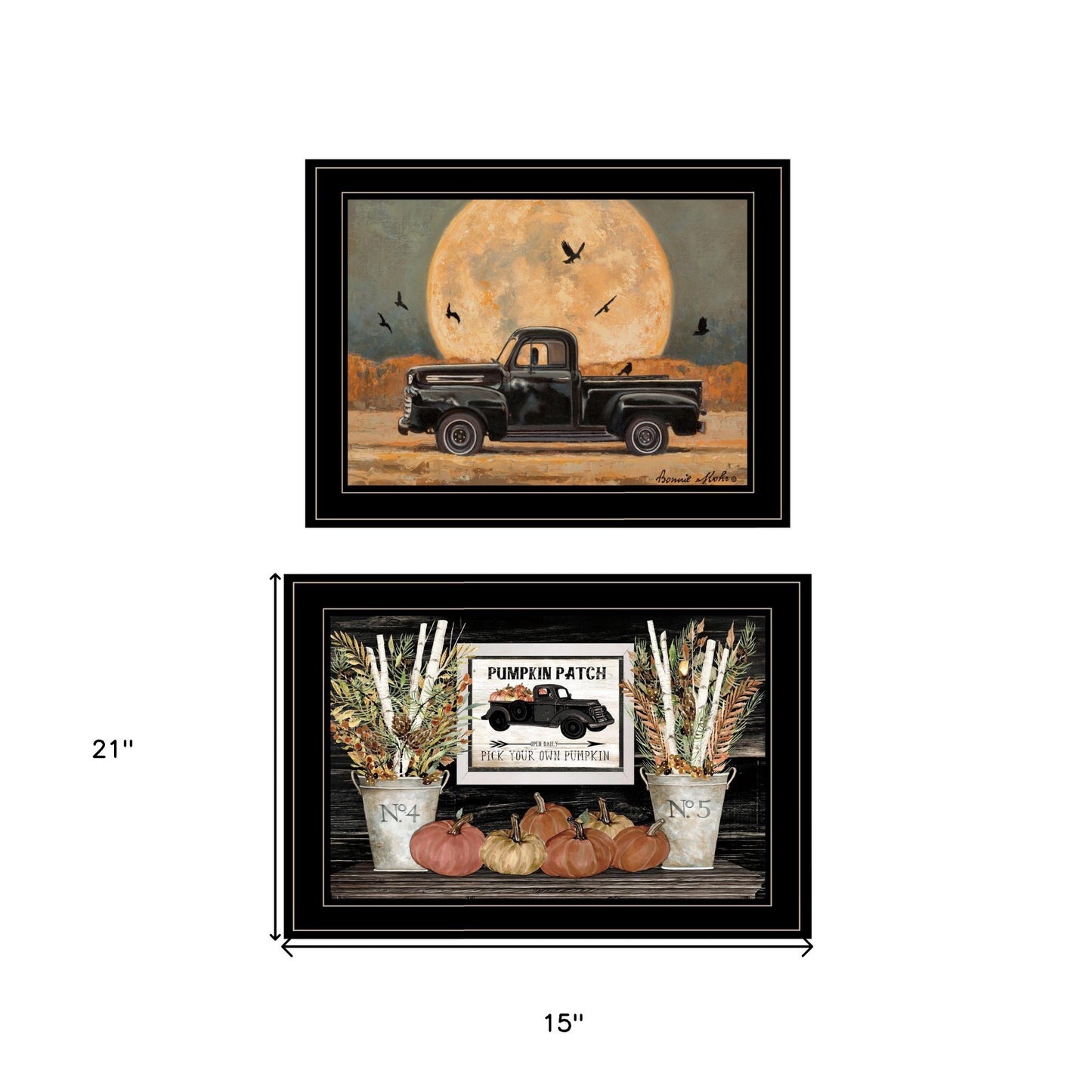 Set Of Two Harvest Moon 2 Black Framed Print Kitchen Wall Art