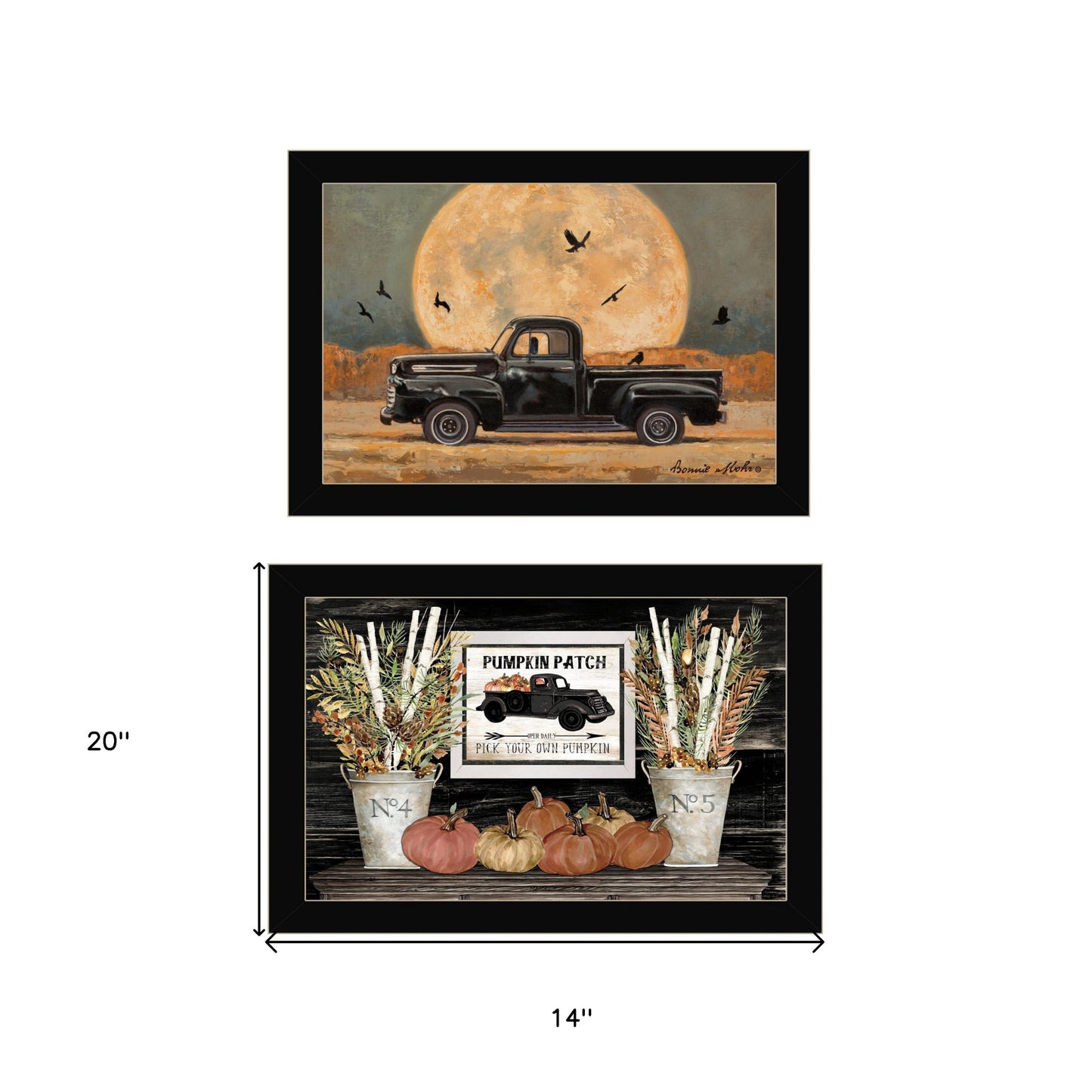 Set Of Two Harvest Moon 3 Black Framed Print Kitchen Wall Art